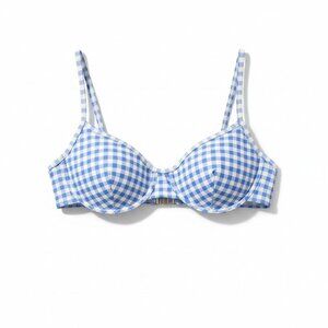 HVN Blue Gingham Bikini Top XS NWT Cherry Clasp Back Closure $95 MSRP